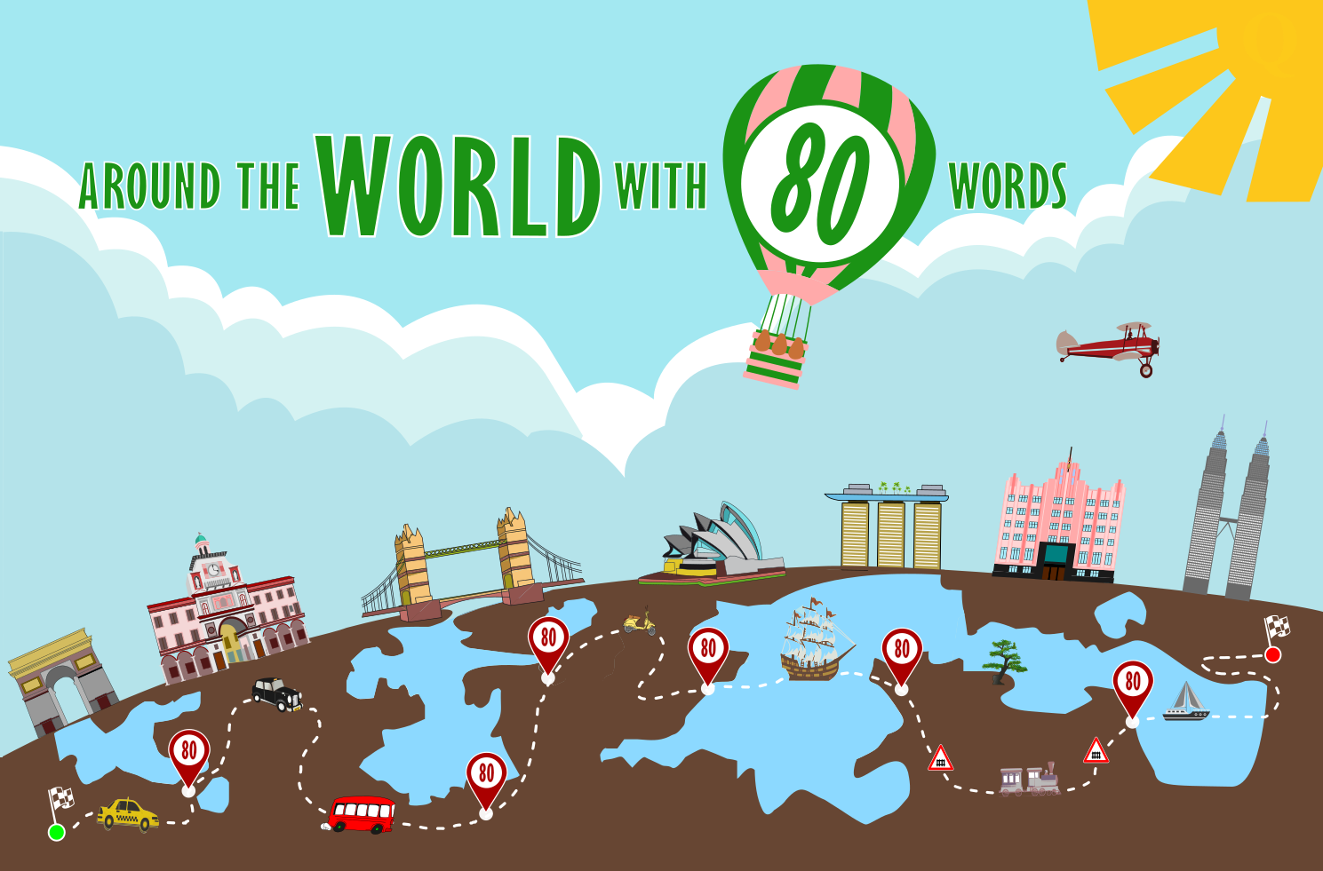 Around the World with 80 Words